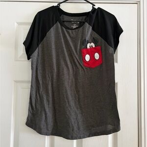 Disney Kids Mickey Mouse Gray and Red Pocket T-Shirt